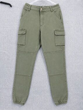 Women's Olive Green American Bazi Cropped Cargo Jeans - Casual Ankle Pants